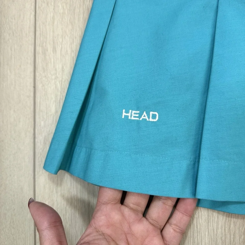 Vintage HEAD Tennis Skirt Women Size 26 Teal Pleated Belt Athletic Skort‎ 90s